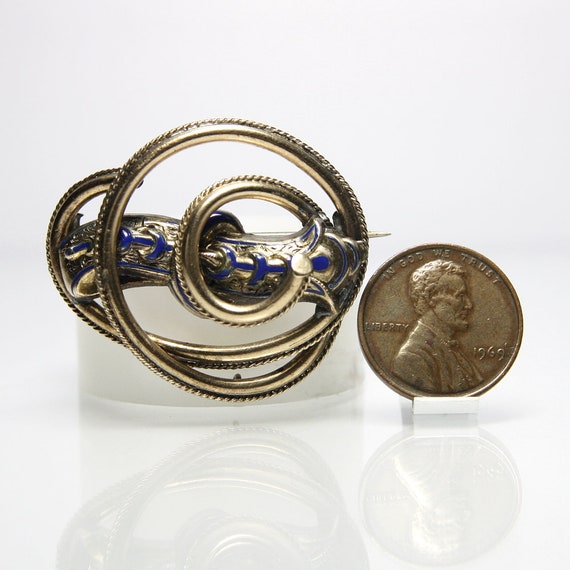 Antique Enamel Brooch Victorian Jewelry 10K Gold