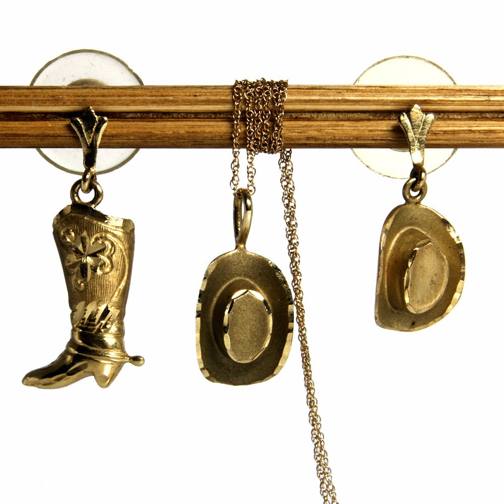 Western Jewelry Necklace Earring Set Vintage Cowgirl Boots And Etsy