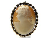 Cameo Brooch Pendant Vintage Gold Filled And Carved Shell