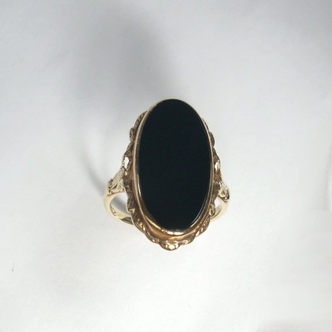 Vintage Black Onyx Ring Ladies Gemstone Ring 10k yellow Etsy