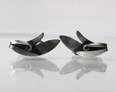 Clip On Leaf Earrings Vintage Sterling Silver Mid Century Modern