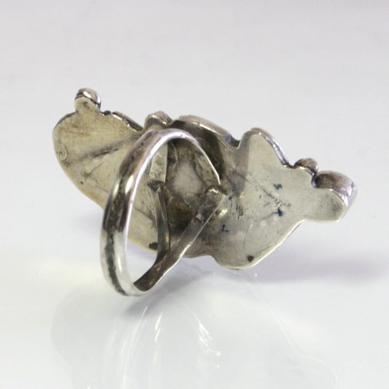 Vintage Ladies Native American Turquoise Ring With Mother Of Pearl Cabochon Size 6 12 Gem Silica Sterling Silver Navajo Indian Jewelry