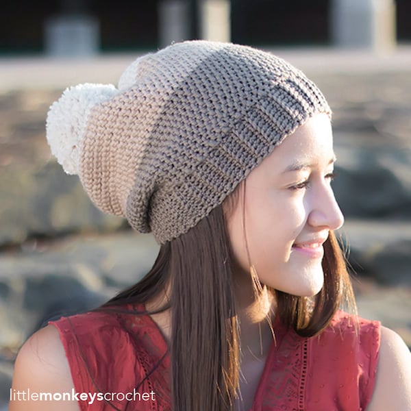 Pattern: Carlyle Slouch Hat Crochet Pattern PDF (Slouchy Hat Crochet Pattern by Little Monkeys Crochet) Slouch Crochet Pattern Easy Hat