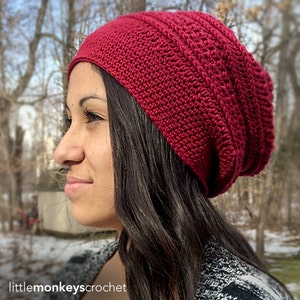 Slouch Hat Crochet Pattern: Marion Slouch Crochet Pattern PDF | Slouchy Hat Crochet Pattern by Little Monkeys Crochet | #3 Yarn