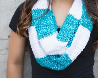 Crochet Pattern - Infinity Rugby Scarf (Rugby Infinity Scarf Crochet Pattern by Little Monkeys Crochet) Infinity Scarf Pattern, Rugby Scarf