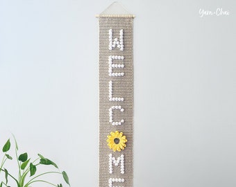 PDF PATTERN: Welcome Wall Hanging, crochet pattern, color chart, crocheted wall hanging pattern PDF