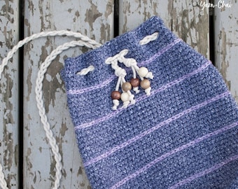 Pattern: Simple Drawstring Bag Crochet Pattern PDF (Crochet drawstring bag Pattern by Yarn + Chai)