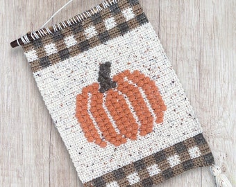 PDF PATTERN: Autumn Pumpkin Wall Hanging, crochet pattern, color chart, crocheted wall hanging pattern PDF