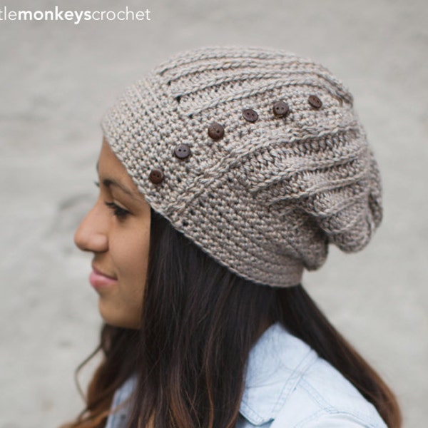 Crochet Pattern Slouch Hat PDF (The Maribel Slouch Hat Crochet Pattern by Little Monkeys Crochet) Slouch Hat Pattern, Crochet Slouchy Slouch