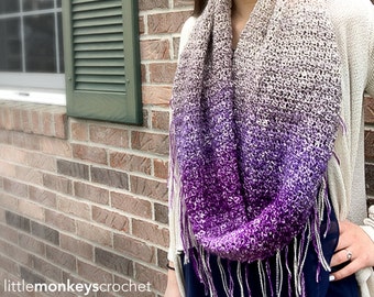 Crochet Pattern - Fringe Infinity Scarf (Providence Infinity Scarf Crochet Pattern by Little Monkeys Crochet) Infinity Scarf Pattern