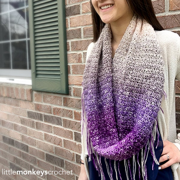 Crochet Pattern - Fringe Infinity Scarf (Providence Infinity Scarf Crochet Pattern by Little Monkeys Crochet) Infinity Scarf Pattern