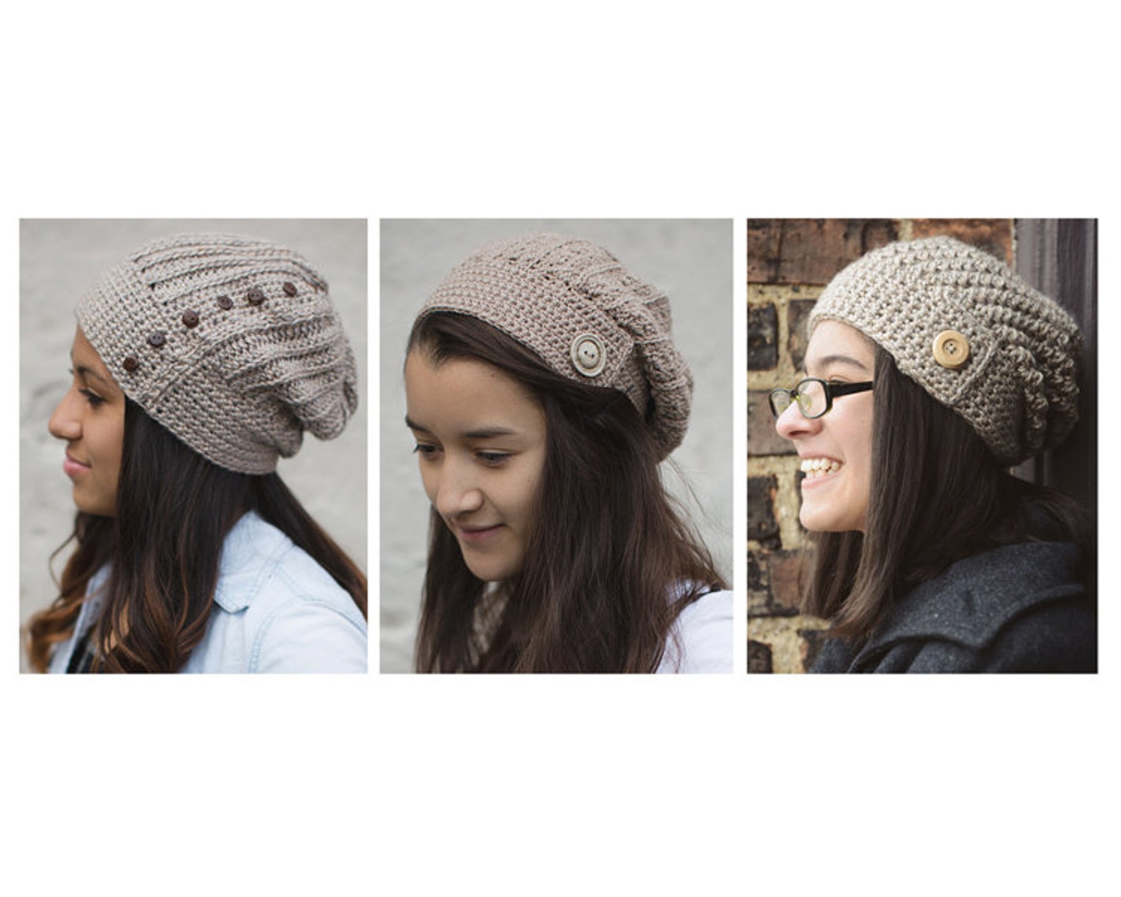 Slouchy Hat Crochet Patterns - 9 Pattern E-book by Little Monkeys ...