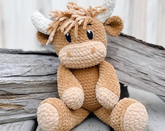 PDF PATTERN: Amigurumi Highland Cow Crochet Pattern, Highland Cow Plush, Stuffed Highland Cow, Crochet Pattern PDF, Instant Download