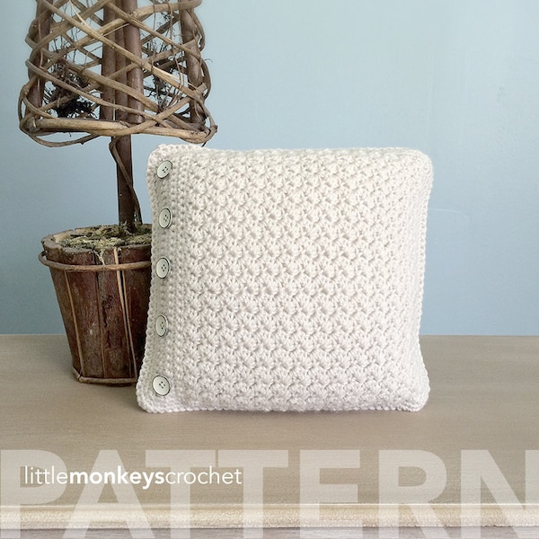 Crochet Throw Pillow Pattern (Buttoned Throw Pillow Crochet Pattern by Little Monkeys Crochet) PDF Crochet Throw Pillow Crochet Pattern
