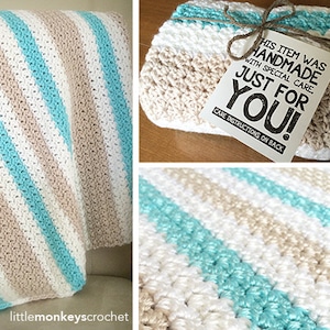 Crochet Pattern: Baby Blanket (Sweet Ocean Breeze Baby Blanket Crochet Pattern by Little Monkeys Crochet) PDF Crochet Blanket Pattern