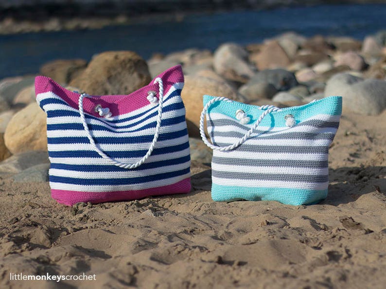 Crochet Beach Bag Pattern, Tote Bag Crochet Classic Beach Bag Crochet Pattern by Little Monkeys Crochet Beach Tote Crochet PDF image 3