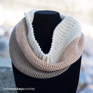 Pattern: Carlyle Color Block Cowl Crochet Pattern PDF (Cowl Crochet Pattern by Little Monkeys Crochet) Cowl Crochet Pattern Easy Cowl