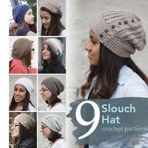 Slouchy Hat Crochet Patterns - 9 Pattern E-book by Little Monkeys ...
