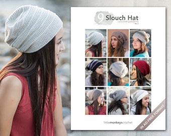 Slouch Hat Crochet Patterns Vol. 2 - 9 Pattern E-Book by Little Monkeys Crochet  |  slouch hat crochet pdf patterns, instant download