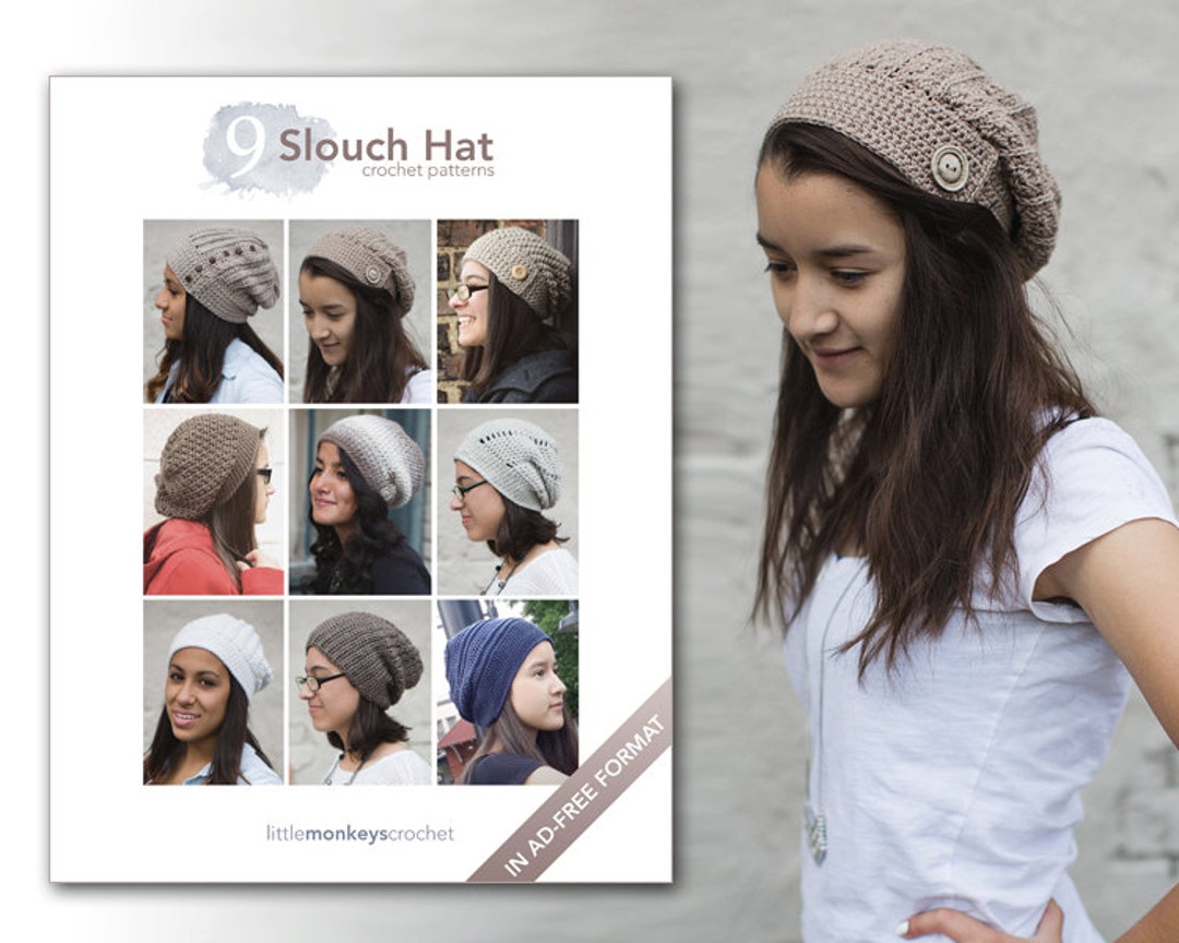 Slouchy Hat Crochet Patterns - 9 Pattern E-book by Little Monkeys ...