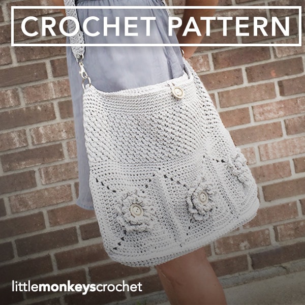 Crochet Purse Pattern, Shoulder Bag Crochet (The Wildflower Shoulder Bag Crochet Pattern by Little Monkeys Crochet) Wildflower Shoulder Bag