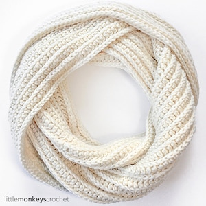 Pattern: Super Plush Faux-Knit Infinity Scarf Crochet Pattern PDF Crochet Pattern by Little Monkeys Crochet Scarf Crochet Pattern Easy image 1