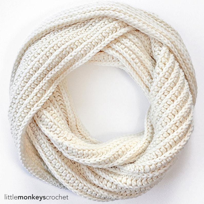 Pattern: Super Plush Faux-Knit Infinity Scarf Crochet Pattern PDF Crochet Pattern by Little Monkeys Crochet Scarf Crochet Pattern Easy image 1