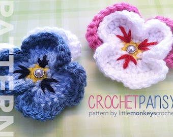 Crochet Pansy Pattern PDF (Crochet Pansy Flower Pattern by Little Monkeys Crochet) flower crochet pattern