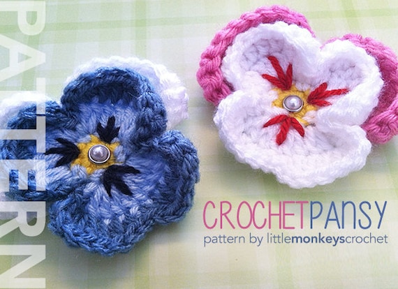 Crochet Pansy Pattern PDF (Crochet Pansy Flower Pattern by Little Monkeys Crochet) flower crochet pattern
