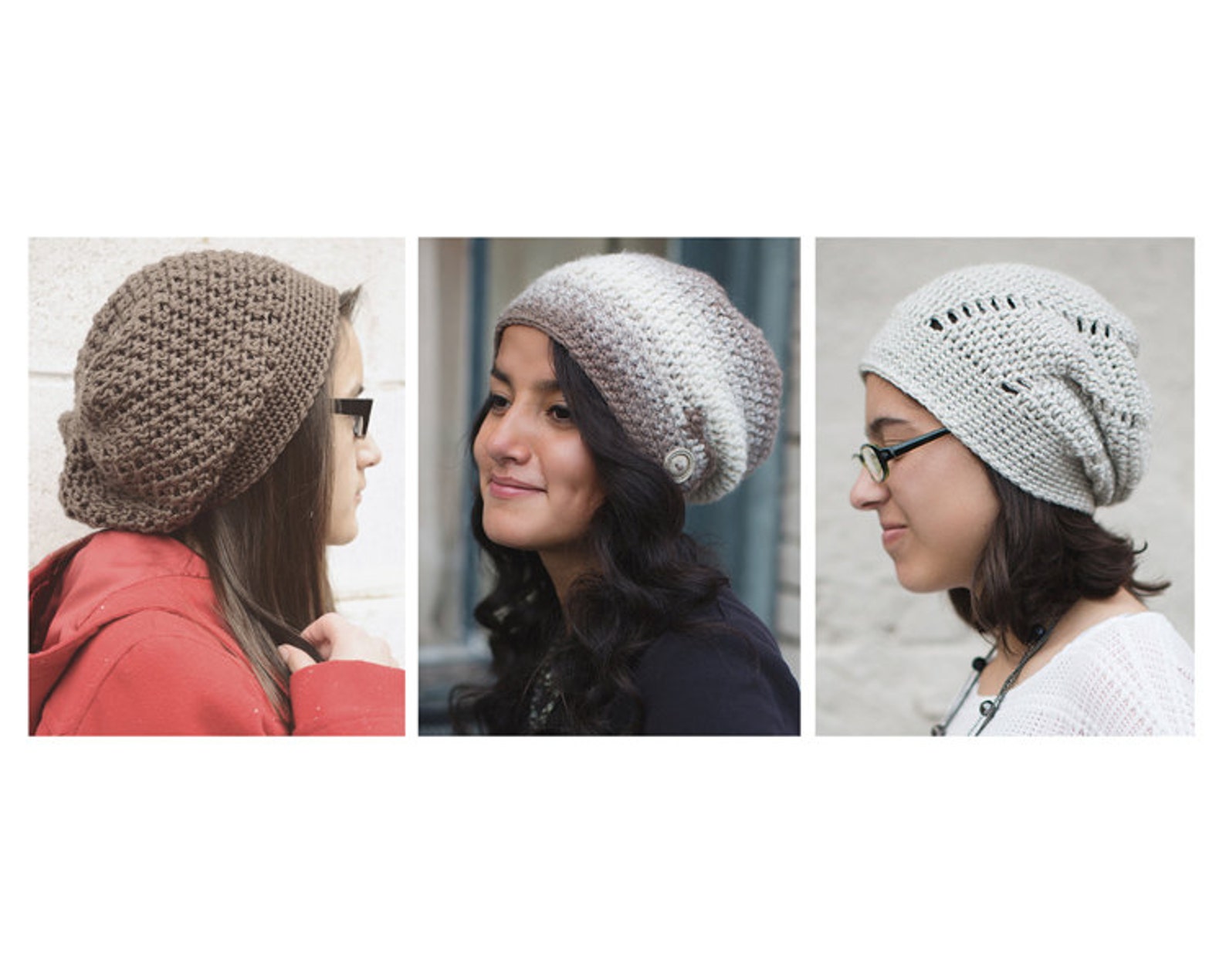 Slouchy Hat Crochet Patterns - 9 Pattern E-book by Little Monkeys ...
