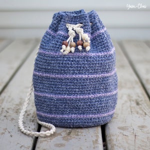 Pattern: Simple Drawstring Bag Crochet Pattern PDF Crochet drawstring bag Pattern by Yarn Chai image 2