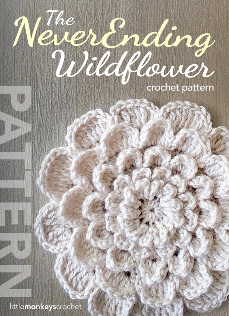 Crochet Flower Pattern PDF The Neverending Wildflower Crochet Pattern by Little Monkeys Crochet flower crochet pattern image 1