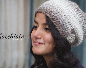 Slouch Hat + Cowl Crochet Pattern PDFs (The Macchiato Slouch Hat + Cowl Crochet Patterns by Little Monkeys Crochet) Cowl Crochet Slouchy