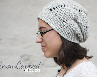 Slouch Hat Crochet Pattern PDF (The Snowdrift Slouch Hat Crochet Pattern by Little Monkeys Crochet) Slouch Hat Pattern, Crochet Slouchy