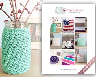 Home Decor Crochet Patterns - 9 Pattern E-Book by Little Monkeys Crochet  |  home decor crochet pdf patterns, instant download pdfs