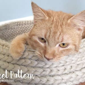 Cat Bed Crochet Pattern Tabby Chic Cat Bed Crochet Pattern by Little Monkeys Crochet PDF Crochet Cat Bed Rustic Modern Shabby Chic Kitty image 1