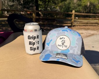 Ensemble casquette de golf et koozie personnalisés - Édition « Let's Par-Tee »