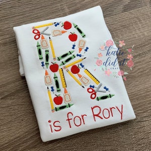 Back to school shirt, boys back to school shirt, girls back to school shirt, embroidery, personalized, embroidered shirt, initial