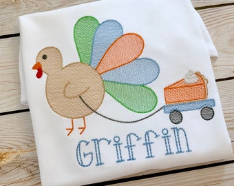 Thanksgiving turkey embroidered shirt, personalized, turkey shirt, thanksgiving shirt, embroidery , personalized, pumpkin pie shirt