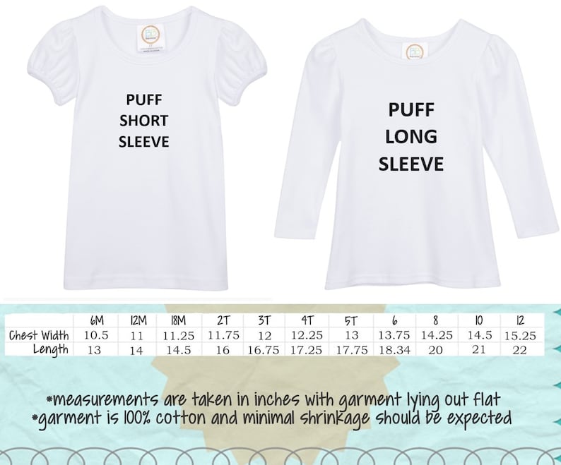 a pair of white shirts with the words puff short sleeve and long sleeve