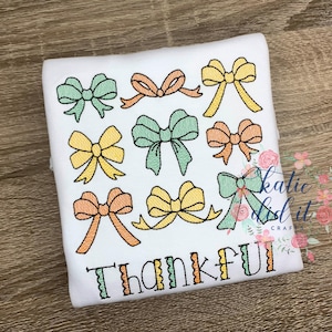 Girls thanksgiving embroidered shirt, bows, thankful, Girls thanksgiving shirt, girls turkey shirt, thanksgiving, personalized