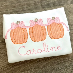 Girls pumpkin shirt, Girls fall shirt, pumpkin applique, pumpkin monogram, girls halloween shirt, pumpkin applique shirt, sketch embroidery