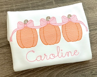 Girls pumpkin shirt, Girls fall shirt, pumpkin applique, pumpkin monogram, girls halloween shirt, pumpkin applique shirt, sketch embroidery