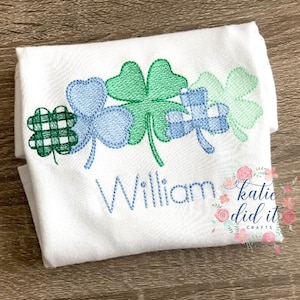 Shamrock shirt, clovers, clover, St. Patrick's day, clovers, sketch embroidery, monogram, personalized, boys, girls, shamrocks, shirts