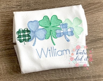 Shamrock shirt, clovers, clover, St. Patrick's day, clovers, sketch embroidery, monogram, personalized, boys, girls, shamrocks, shirts