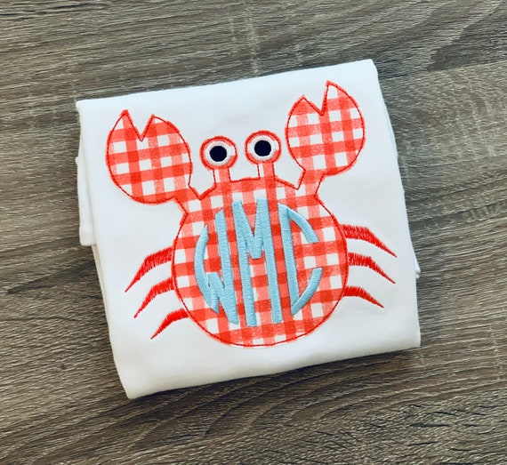 summer beach applique shirt or  with name, Boys beach shirt, summer shirt, crab shirt, boys ocean shirt