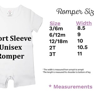a baby romper with measurements and measurements for it