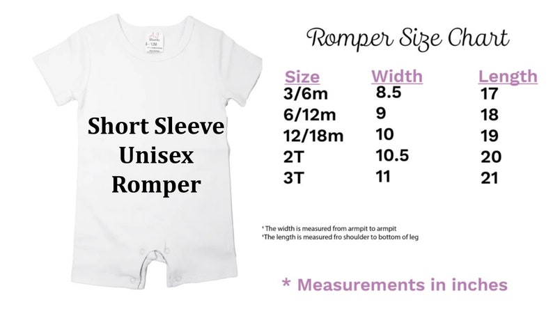 a baby romper with measurements and measurements for it
