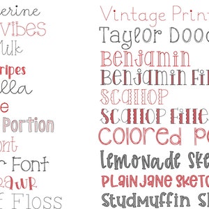 a large set of different type of font