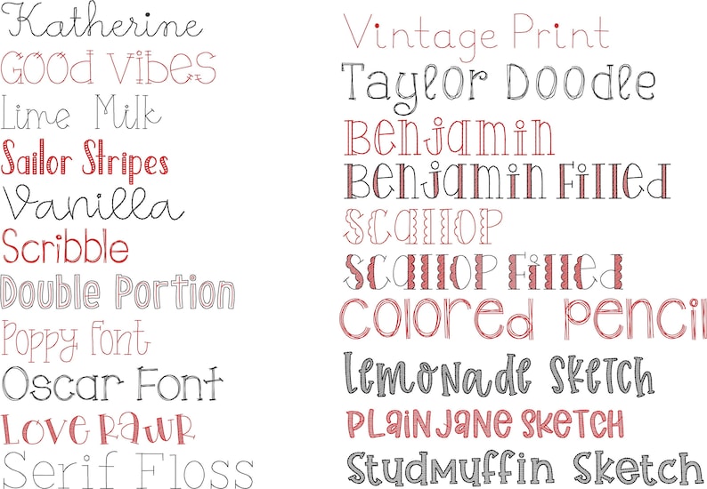 a large set of different type of font